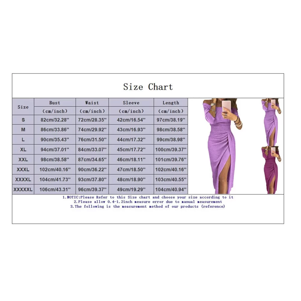 Elegant Midi Bodycon Dress Women Sexy Off-shoulder Side Slit Dress Solid Evening Party Dress Female Fashion Long Sleeve Dress - Image 5