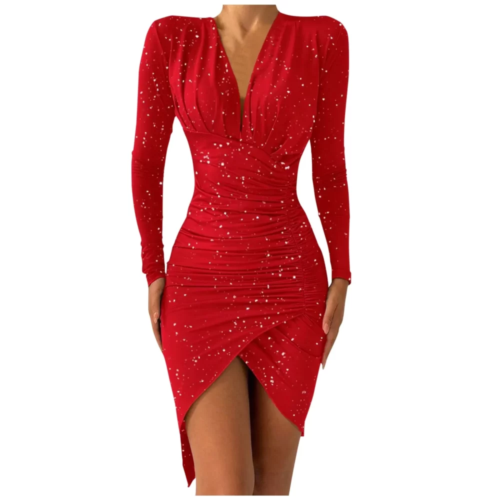 Autumn 2024 Women High Waist Party Evening Dresses Sexy Sequin Long Sleeve Slim Mini Dress Ladies Clubwear Vestidos - Image 3