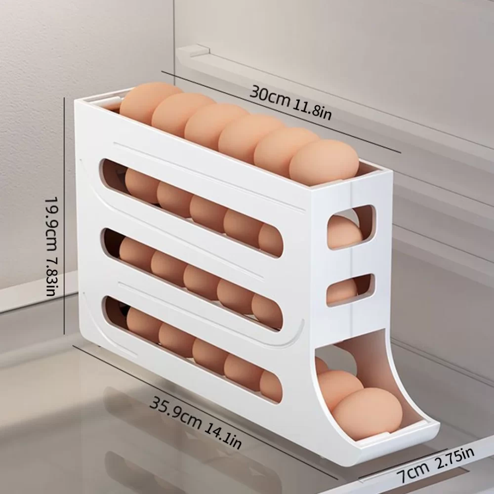 4 Tier Egg Storage Box Organizer for Refrigerator Rolling Egg Organizer Holder Fridge Storage Organizer Food Storage Container - Image 6