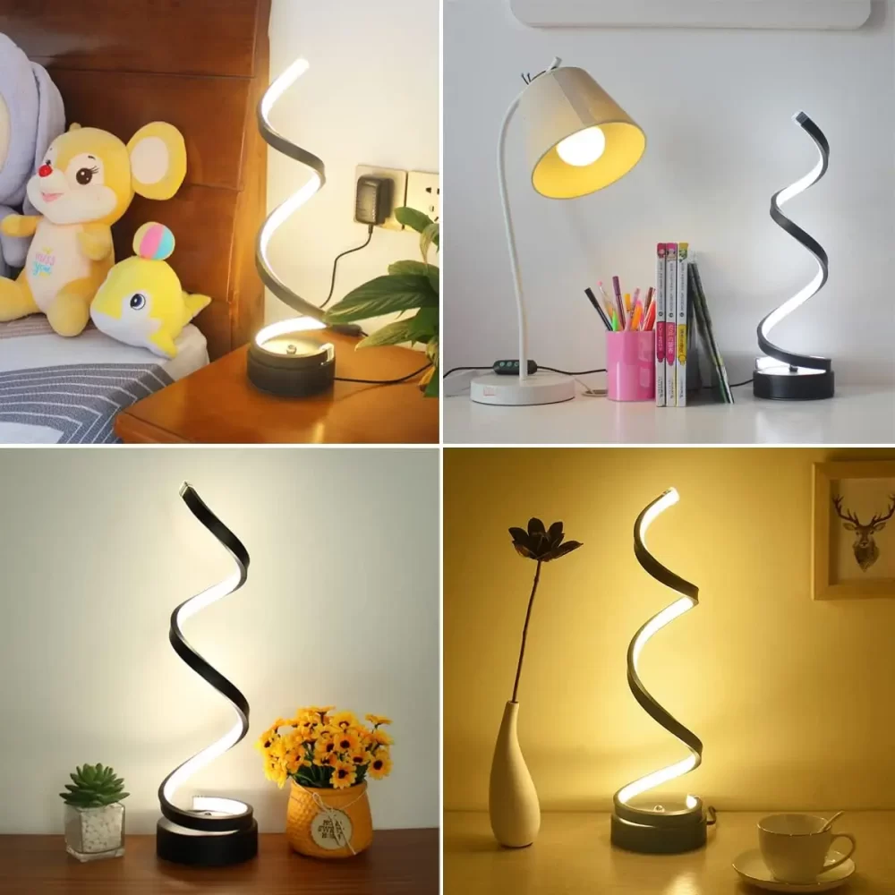 Modern Minimalist Dimmable Spiral Table Lamp, 3 Color Bedside Lamp Desk Light for Bedroom, Living Room, Office - Image 5