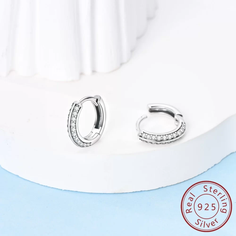 MULA 1PC 925 Sterling Silver Woman Hoop Earring Zircon Round Pendientes Fine Jewelry Gift - Image 2