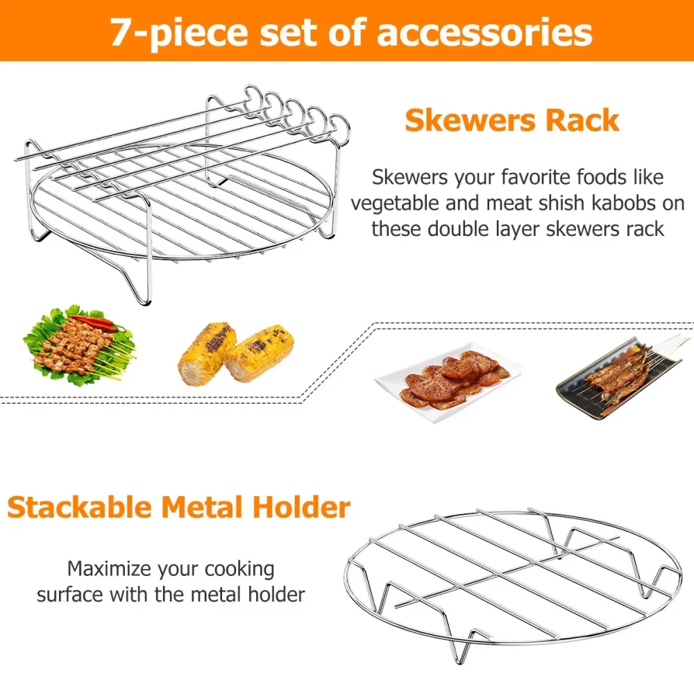 Air Fryer Stainless Steel Rack Tray&Steaming Racks Air Fryer Tools Baking Pan BBQ Gril Baking Cooker Accessories Cooking Tools - Image 2