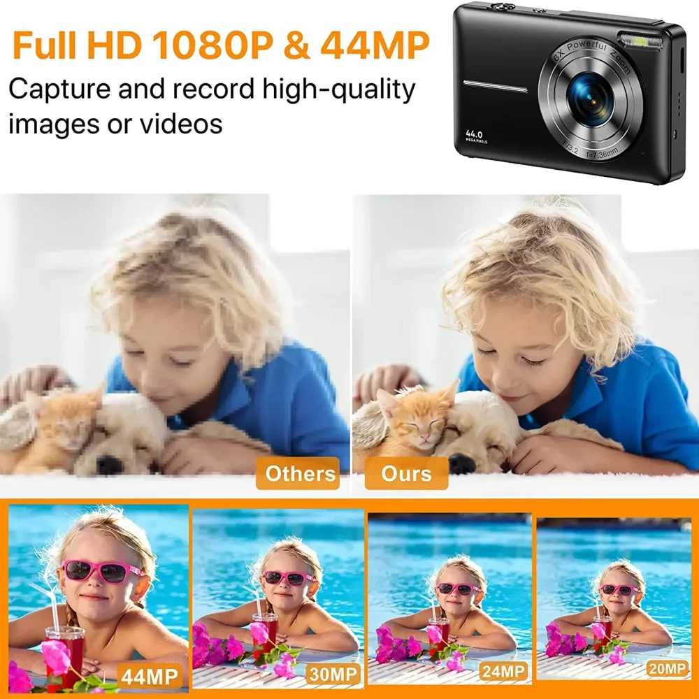 HD 1080P 2.4 inch digital Camera Rechargeable Cameras with 16x Zoom Compact Camera 44MP Cameras for kids Beginner Camera - Image 4