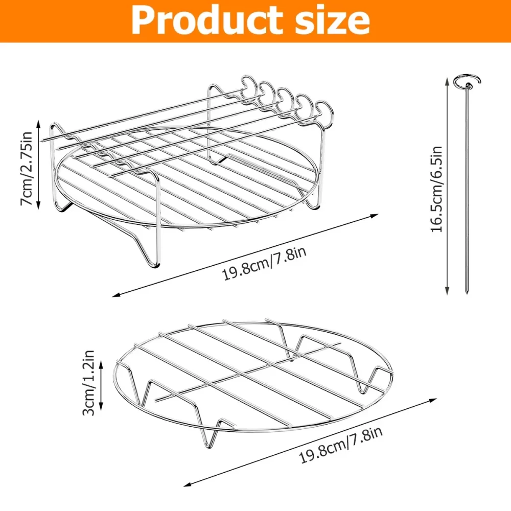 Air Fryer Stainless Steel Rack Tray&Steaming Racks Air Fryer Tools Baking Pan BBQ Gril Baking Cooker Accessories Cooking Tools - Image 5