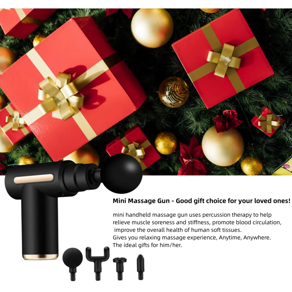 Mini Portable Fascia Massage Gun Electric Percussion Pistol Massager Body Relaxation LED Touch Screen 4Massage Head Holiday Gift - Image 2