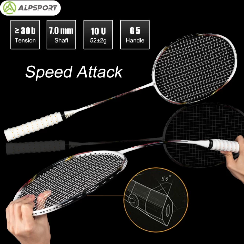 Alpsport AIR 10U Ultralight 52g T800 Badminton Racket Fast rebound Imported max 28lbs Carbon fiber + titanium badminton racket - Image 2