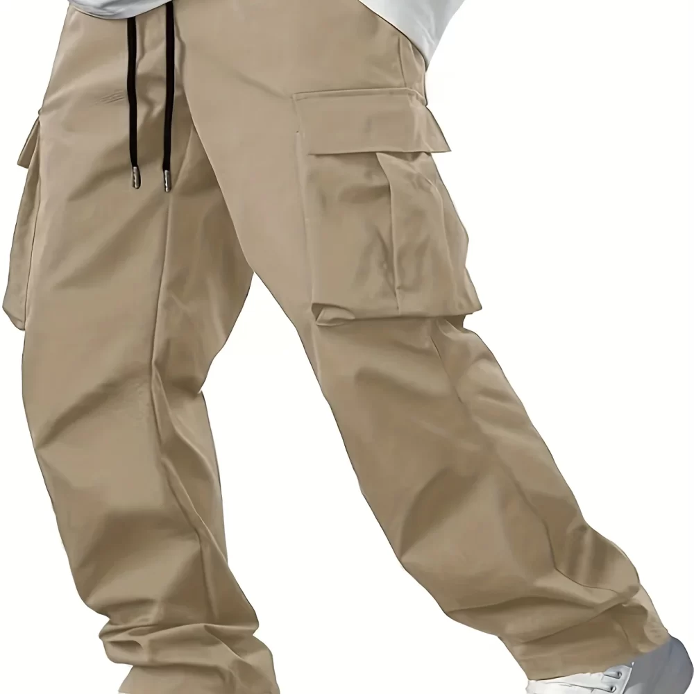 2024 new men's workwear pants, European and American men's loose straight casual pants, men's workwear pocket pants