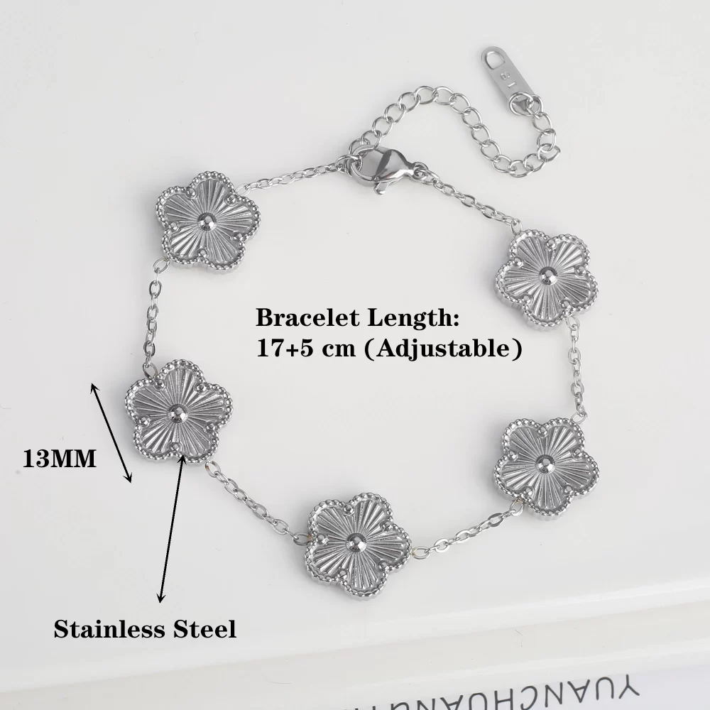 Classic Stainless Steel Hot Selling Golden Clover Adjustable Bracelet Luxury Five Leaf Flower Bracelet Jewelry For Women Gift - Image 2