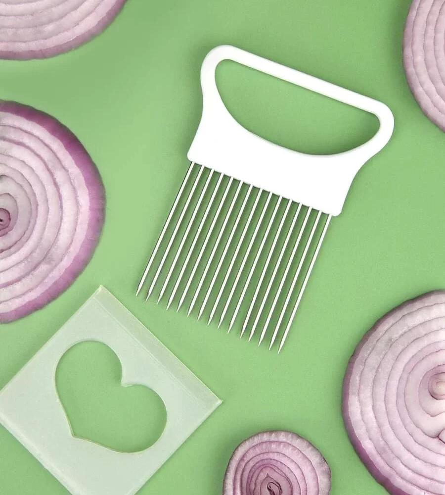 Effortlessly Slice Onions with this 1pc Colorful Onion Slicer Kitchen stainless steel potato chip onion holder - Image 4