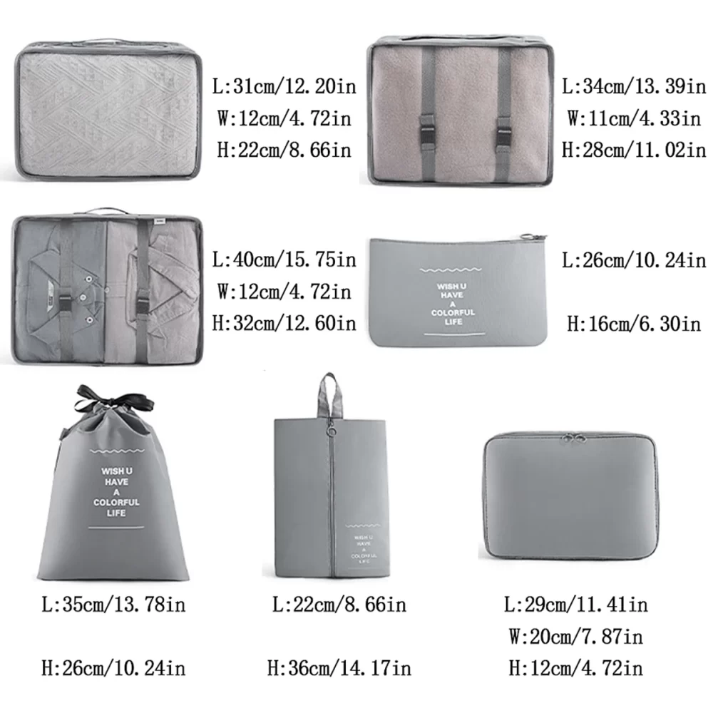 7 Pcs Set Travel Organizer Storage Bags Suitcase Packing Cubes Set Cases Portable Luggage Clothes Shoe Tidy Pouch Folding.-zmt - Image 2