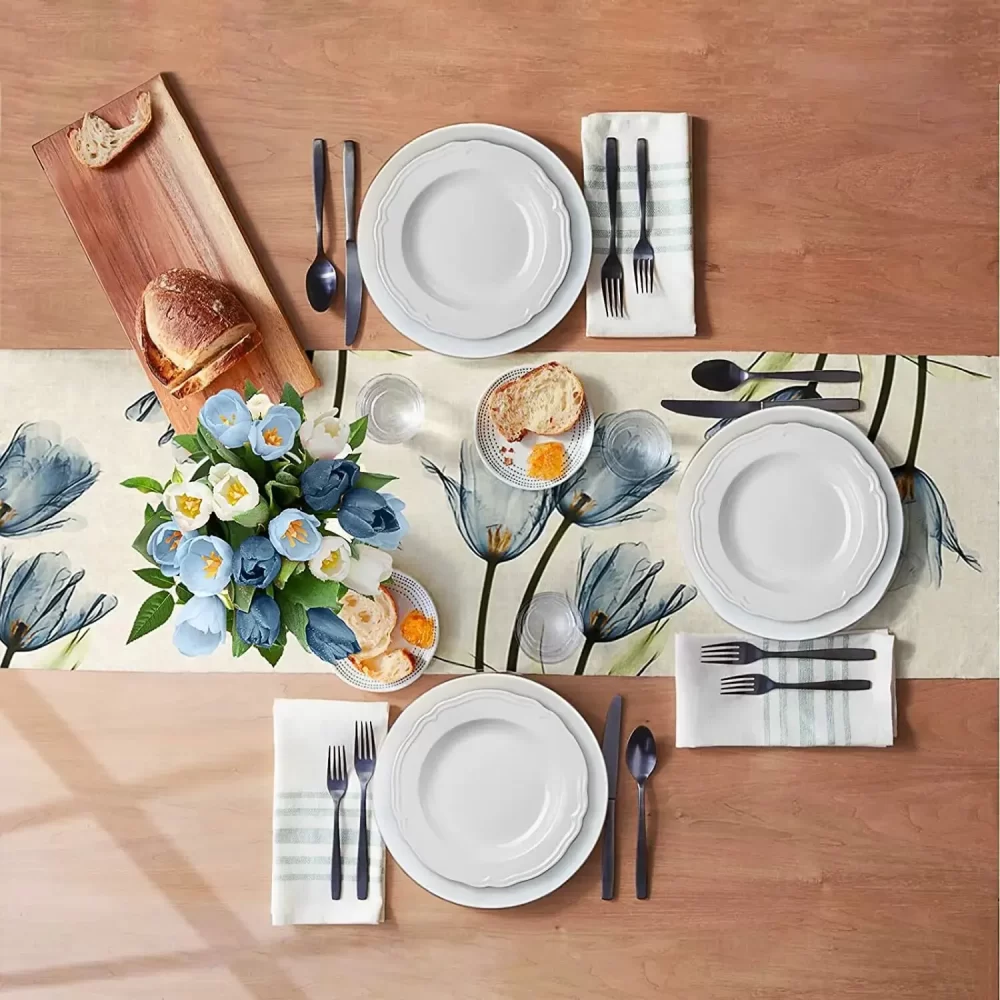 Tulip Linen Table Rustic Farmhouse Style Table Runner 13X70 Inch,Kitchen Dining Table Decoration for Indoor Outdoor Home - Image 5