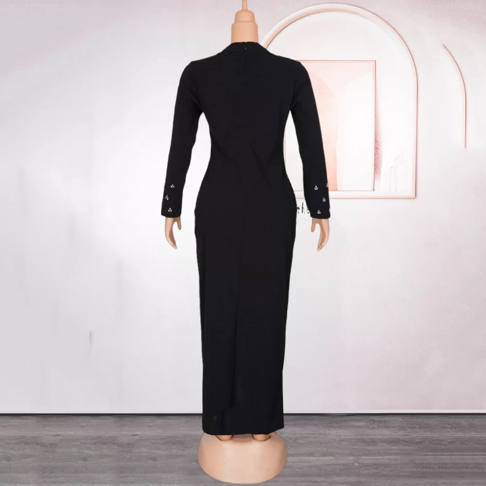 Luxury African Diamond Dress V Neck Full Sleeve Sheath Package Hips Ankle Length Front Split Elegant Birthday Party Dinner Dress - Image 3