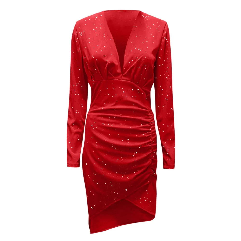 Autumn 2024 Women High Waist Party Evening Dresses Sexy Sequin Long Sleeve Slim Mini Dress Ladies Clubwear Vestidos - Image 5