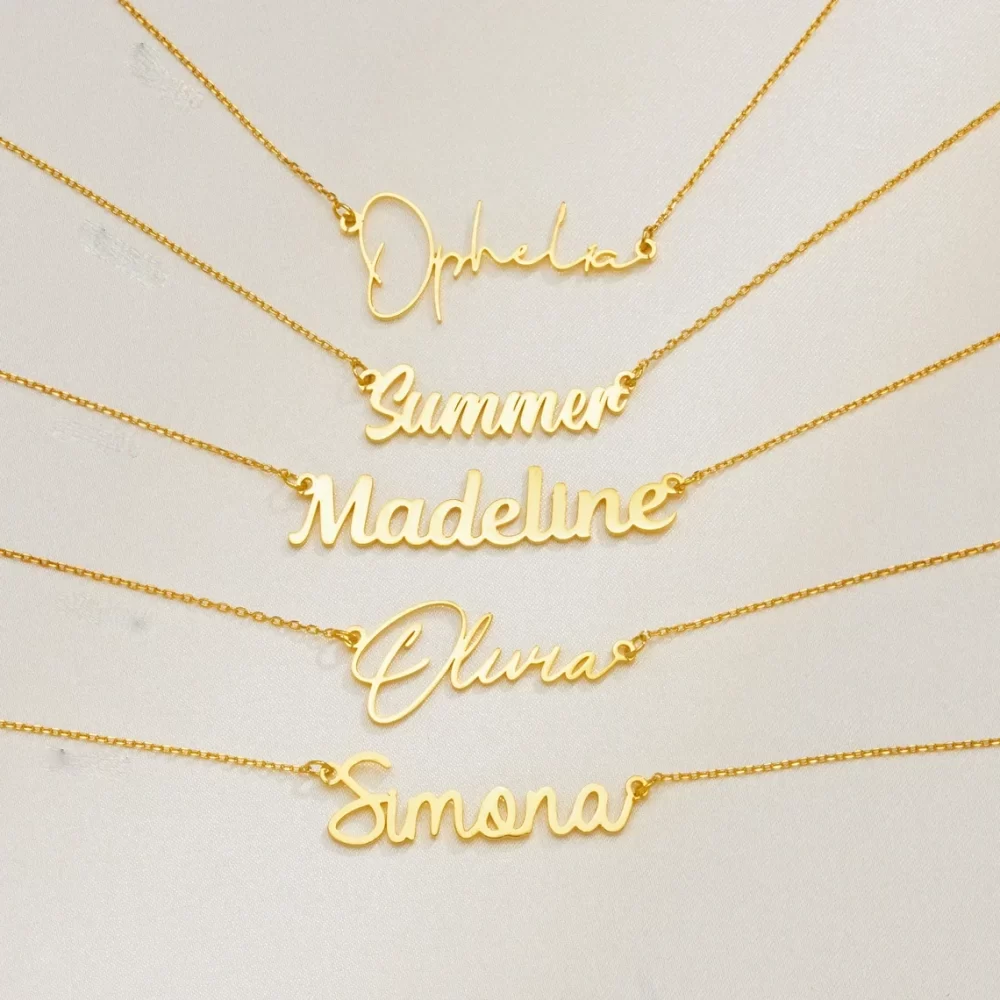 Custom Name Necklace for Women Personalised Cursive Letter Pendant Stainless Steel Jewelry Men Chain Choker Collar Personalizado - Image 2