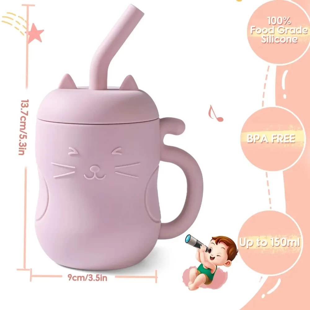 1pcs Baby Silicone Straw Cup BPA Free Portable Storage Snack Container Feeding Cup Kids Leakproof Learning Drink Cup - Image 5