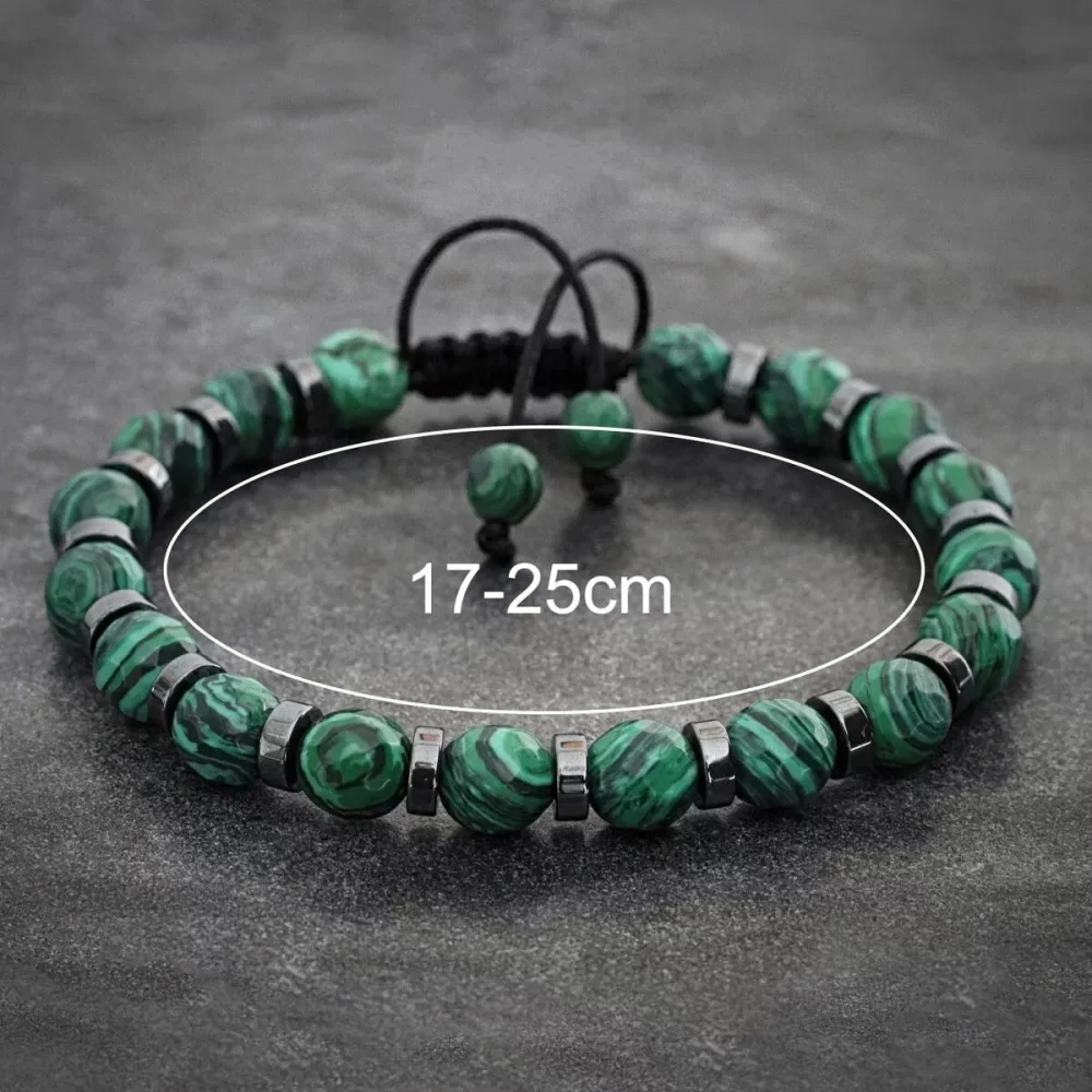 4 Styles Fashionable Malachite Bracelet, Natural Stone Beads Bracelet for Men and Women Valentine's Day Gift - Image 2