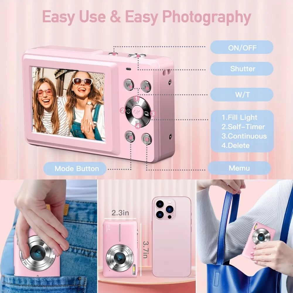 Digital Camera Children Camera for Children Camcorder with 16x Zoom Compact Cameras 1080P 44MP Cameras for Beginner Photography - Image 3