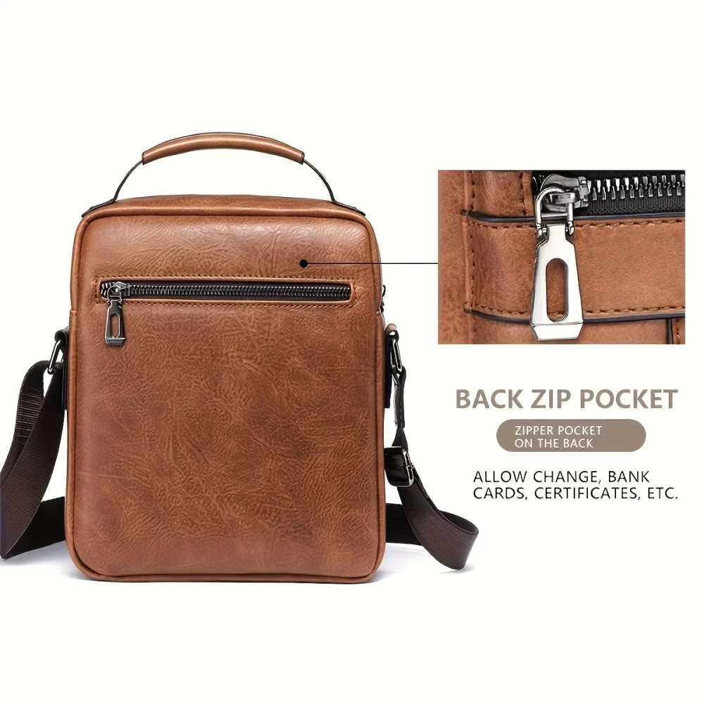 Brand Men Shoulder Bag for 9.7" iPad Men PU Leather Flaps Men's Crossbody Bags Business Flap Male Solid Messenger Bag Travel Bag - Image 2