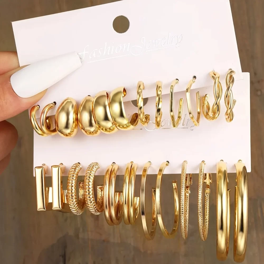 57 Pcs/Set Fashion Metal Wide Face Earrings Necklaces Bracelets Ankles Rings Combinations Jewelry Sets For Women's Gifts - Image 5