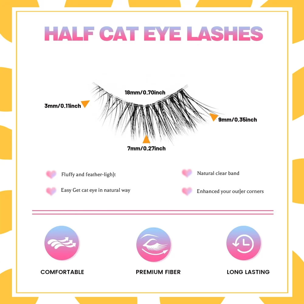 Half eyelashes, natural appearance 10 pairs of thick cat eyelashes 10mm Wispy eyelashes with short false eyelashes 3D04-10F - Image 3