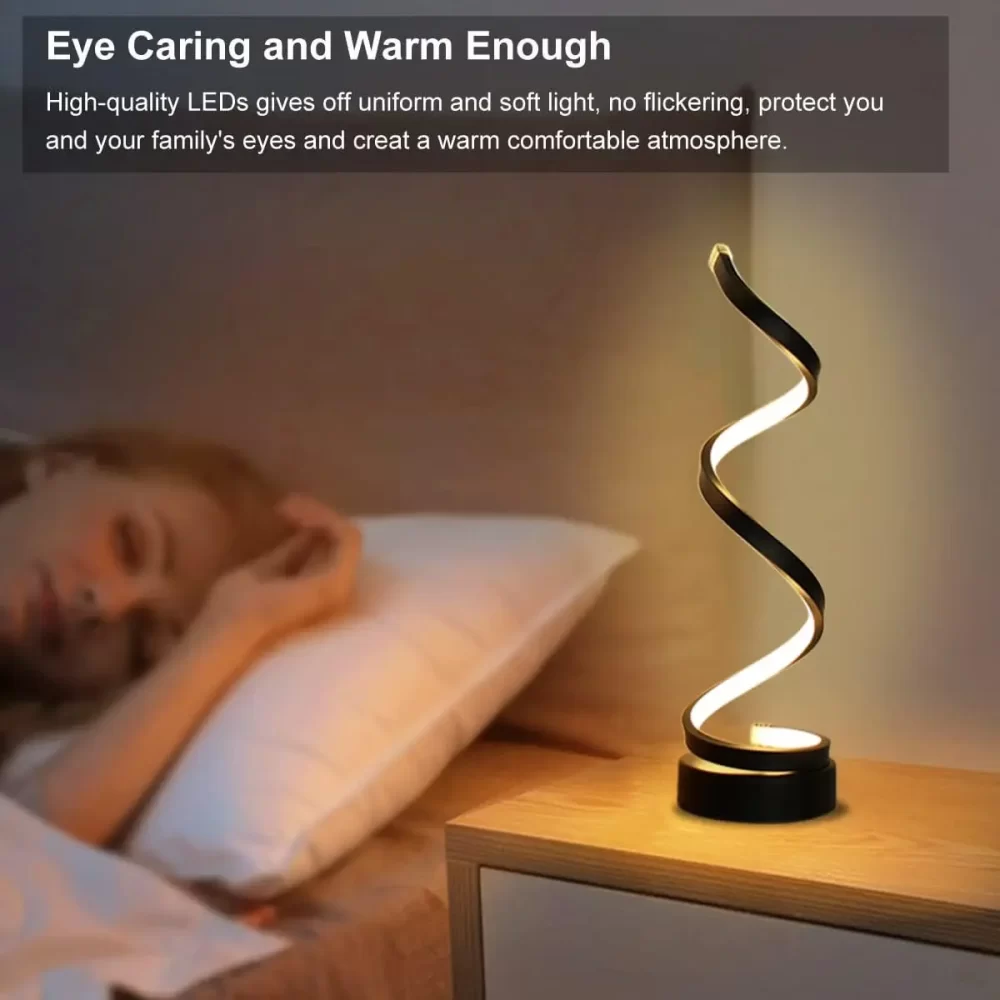 Modern Minimalist Dimmable Spiral Table Lamp, 3 Color Bedside Lamp Desk Light for Bedroom, Living Room, Office - Image 3