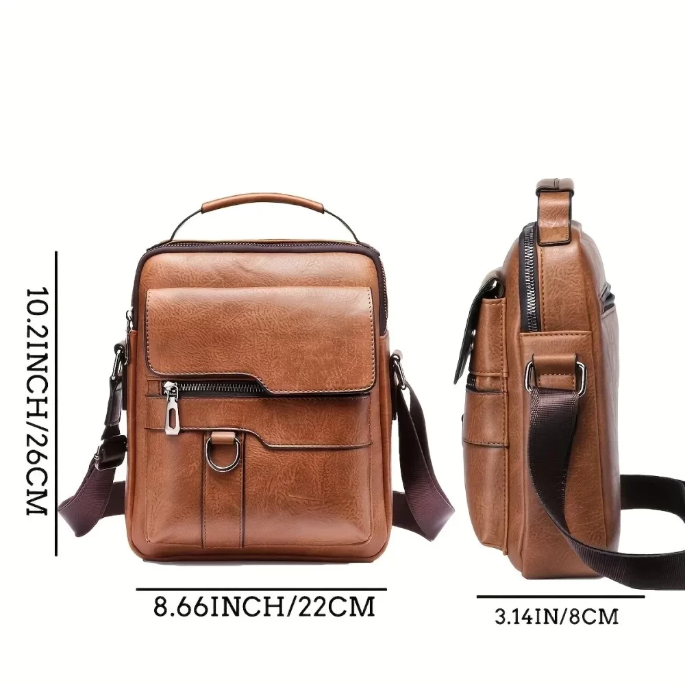 Brand Men Shoulder Bag for 9.7" iPad Men PU Leather Flaps Men's Crossbody Bags Business Flap Male Solid Messenger Bag Travel Bag - Image 5