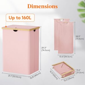 Lifewit Bamboo Laundry Basket – 3 Sections, 170L