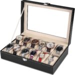12-Slot Leather Watch Display Box and Jewelry Organizer thumbnail 2