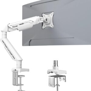 Fydeamer PC Monitor Arm for 17-35 inch Monitor up to 11kg, Adjustable Gas Spring Monitor Stand, Full Motion Computer Monitor Mount, LED/LCD Display Arm with VESA Pattern 75x75/100x100 Single Arm White