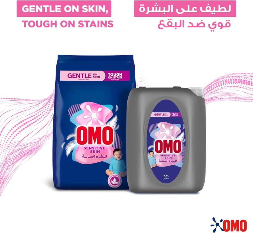 OMO Liquid Laundry Detergent, for sensitive skin, gentle on skin, tough on stains, 4.8L